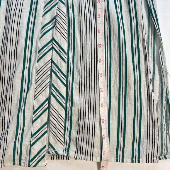 Lulus Back to Classics Green and White Striped Midi Shirt Dress Linen Blend S - Picture 14 of 14
